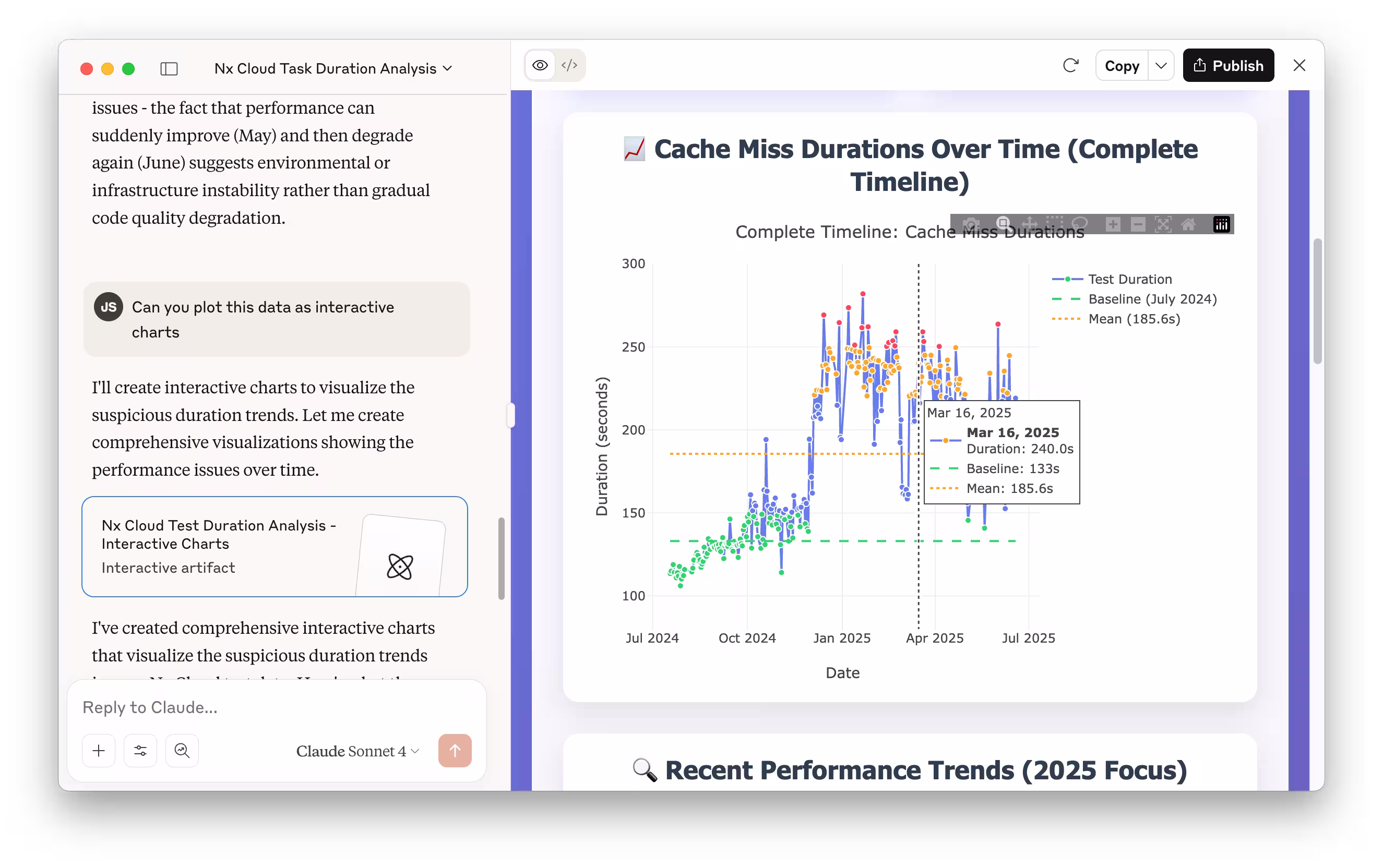 Nx Cloud MCP Suspicious Trends Chart