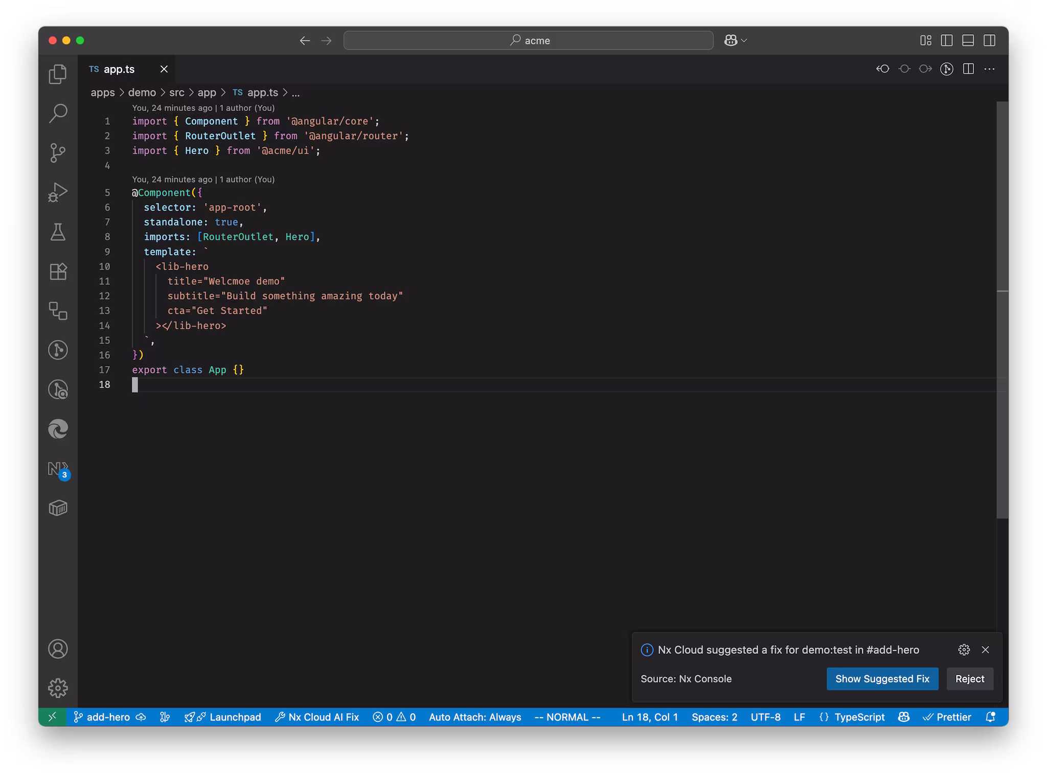 Nx Console with failure notification